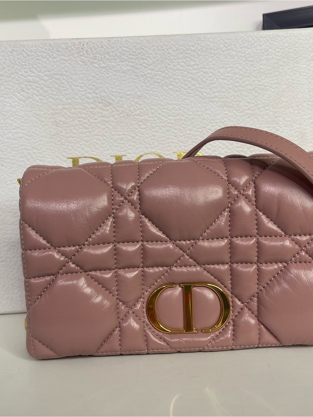 Dior Pink Cannage Leather Shoulder Bag